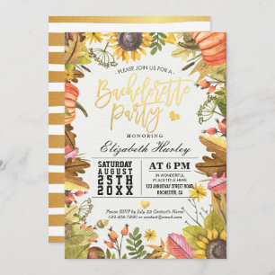 Bachelorette Party Autumn Maple Fall Leaf Pumpkin Invitation