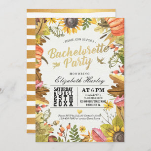 Bachelorette Party Autumn Maple Fall Leaf Pumpkin Invitation