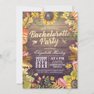 Bachelorette Party Autumn Maple Fall Leaf Pumpkins Invitation