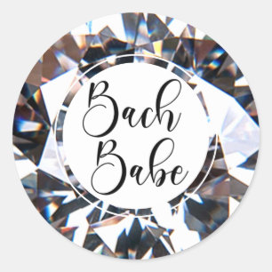 Bachelorette Party BACH BABE Script Diamond Classic Round Sticker
