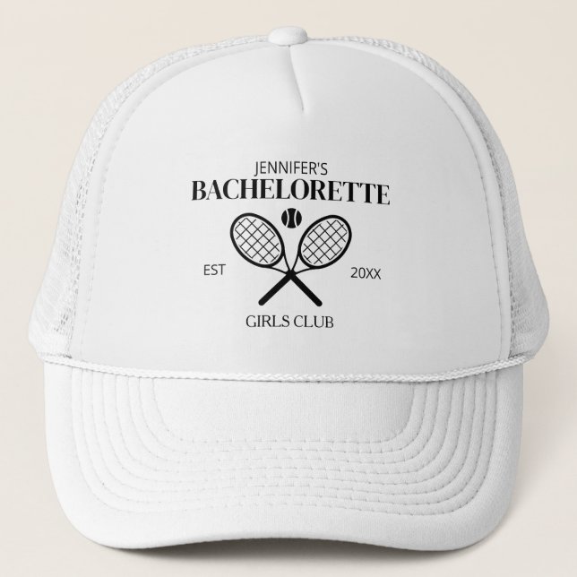 Bachelorette Party Bach Tennis Girls Club Weekend Trucker Hat (Front)