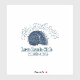 Bachelorette party beach club blue sea shell name