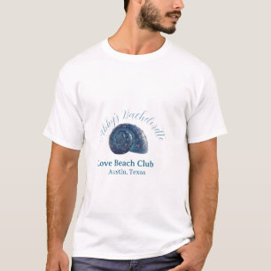 Bachelorette party beach club blue sea shell name T-Shirt