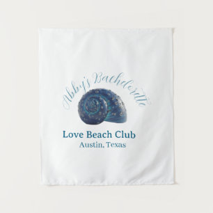 Bachelorette party beach club blue sea shell name  tapestry