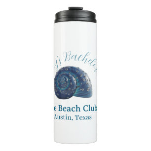 Bachelorette party beach club blue sea shell name thermal tumbler