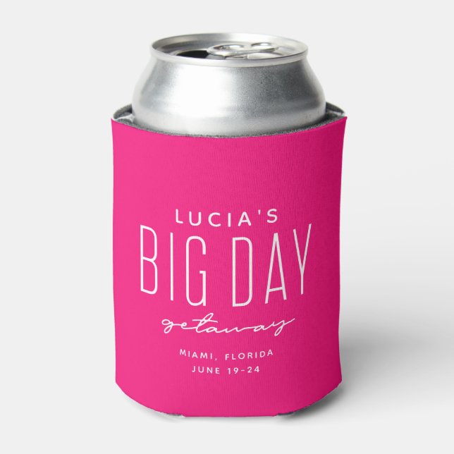 Bachelorette party big day getaway pink favour can cooler (Can Front)