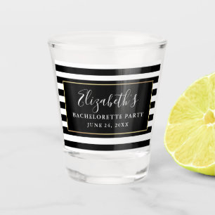 Bachelorette Party Black and White Stripes Shot Glass