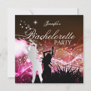 Bachelorette Party Black Pink White Silver Invitation