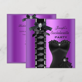 Bachelorette Party Black Purple Diamond Corset Tie Invitation