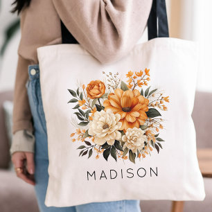 Bachelorette Party   Boho Floral Bridesmaid Name Tote Bag