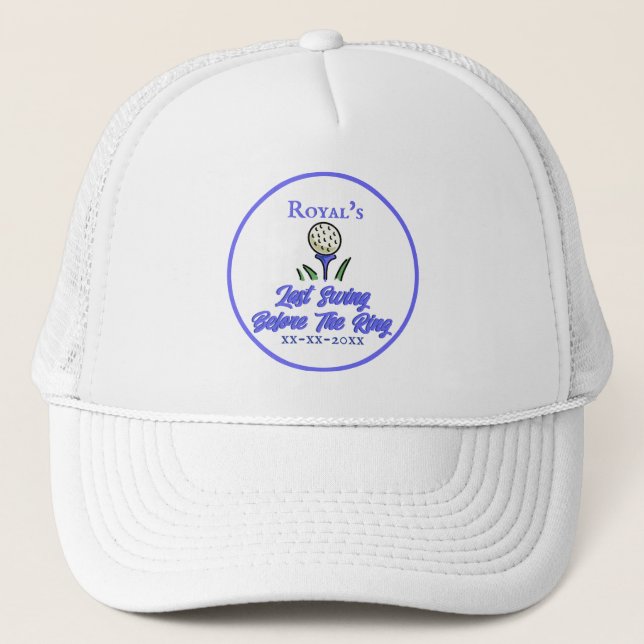 Bachelorette Party, Bridal Shower Blue and White Trucker Hat (Front)