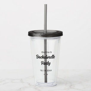 Bachelorette Party Bridal Shower Bride Squad Name Acrylic Tumbler