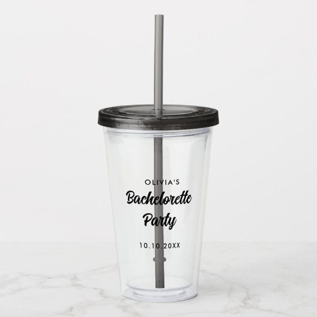 Bachelorette Party Bridal Shower Bride Squad Name Acrylic Tumbler (Front)