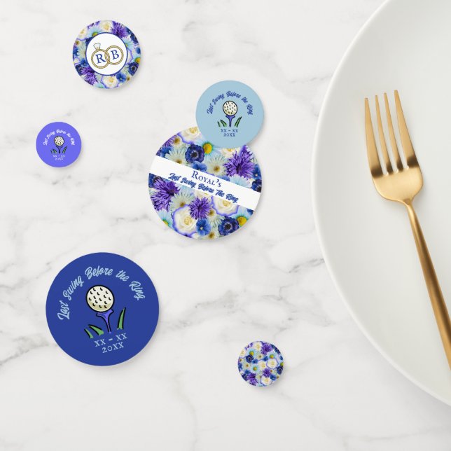 Bachelorette Party Bridal Shower Golf Blue Floral Confetti (Group)