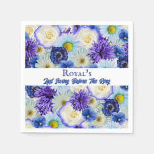 Bachelorette Party Bridal Shower Golf Blue Floral Napkin