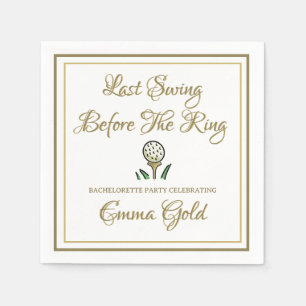 Bachelorette Party Bridal Shower Golf Gold & White Napkin