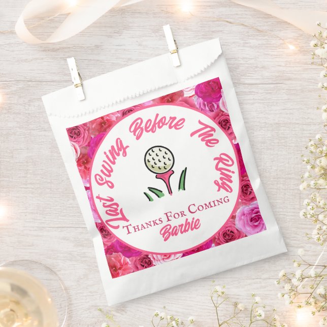 Bachelorette Party Bridal Shower Golf Pink Floral Favour Bags (Clipped)