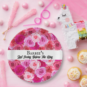 Bachelorette Party Bridal Shower Golf Pink Floral Paper Plate