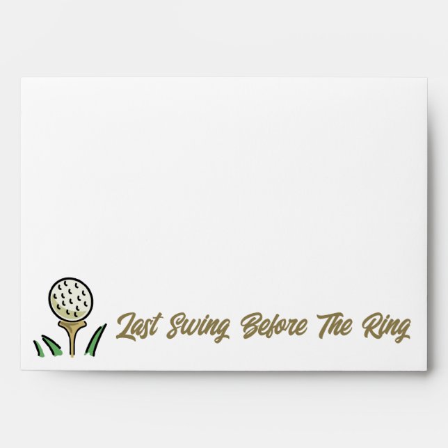 Bachelorette Party Bridal Shower Golf White Gold Envelope (Front)