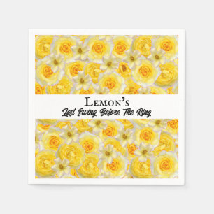Bachelorette Party Bridal Shower Golf Yellow White Napkin