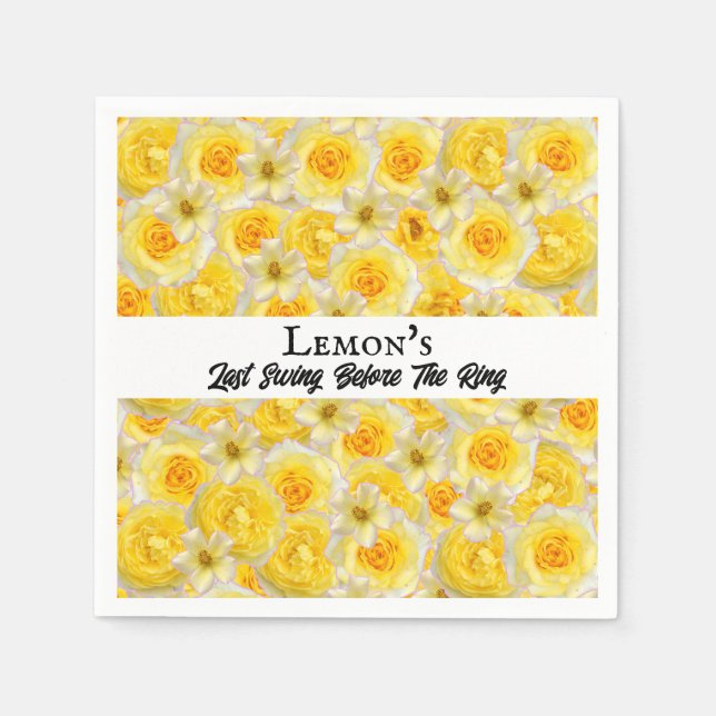 Bachelorette Party Bridal Shower Golf Yellow White Napkin (Front)