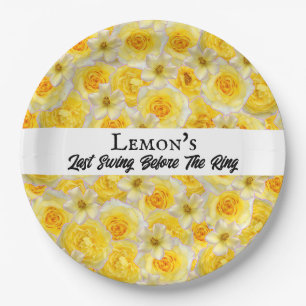 Bachelorette Party Bridal Shower Golf Yellow White Paper Plate