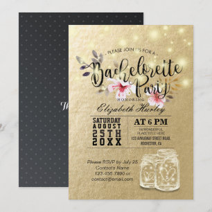 Bachelorette Party Bridal Shower Mason Jar Lights Invitation
