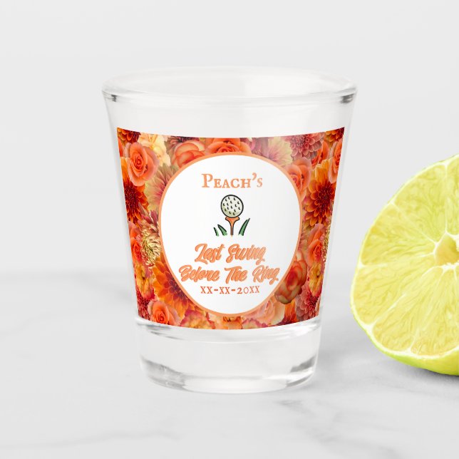 Bachelorette Party, Bridal Shower Peach Orange Shot Glass (Front)