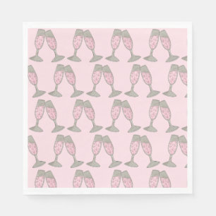 Bachelorette Party Bridal Shower Pink Champagne Napkin