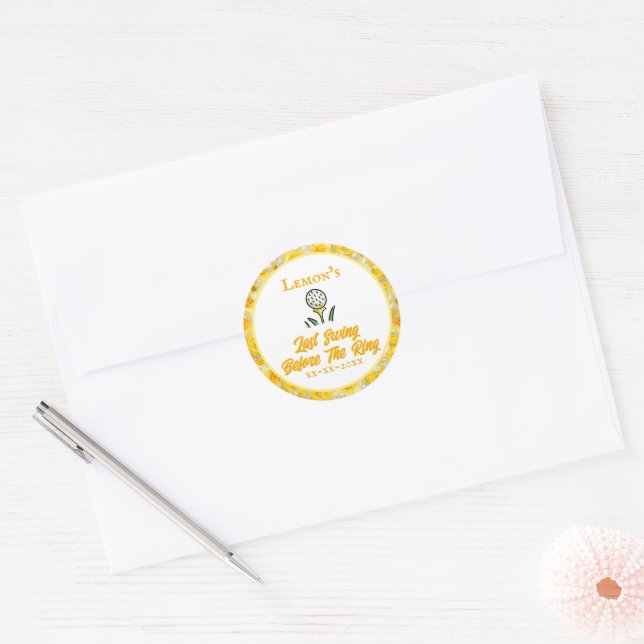 Bachelorette Party, Bridal Shower Yellow Flowers Classic Round Sticker (Envelope)