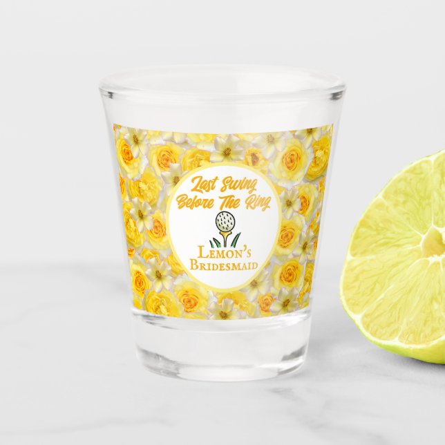 Bachelorette Party, Bridal Shower Yellow Flowers Shot Glass (Front)