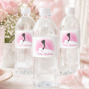 Bachelorette Party Bride Silhouette Bridal Shower Water Bottle Label