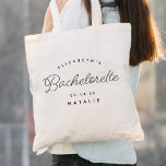 Bachelorette Party Bridesmaid Calligraphy Wedding Tote Bag<br><div class="desc">Bachelorette Party Bridesmaid Calligraphy Wedding Tote Bag features fun and pretty calligraphy,  along with the event date and personalised name. This makes a perfect gift for a bachelorette party - fill it with fun!</div>