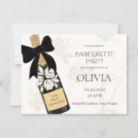 Bachelorette party Bubbly Wine Bottle Black Bow
