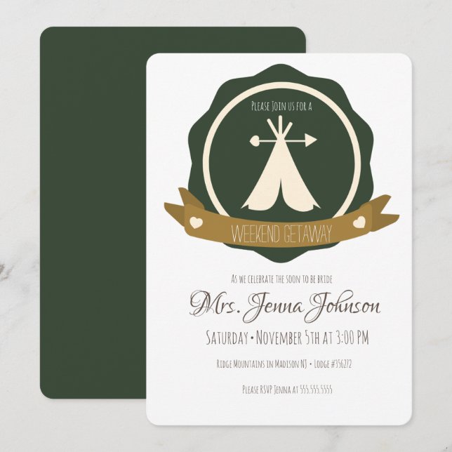 Bachelorette Party Camping Weekend Tent Badge Invitation (Front/Back)