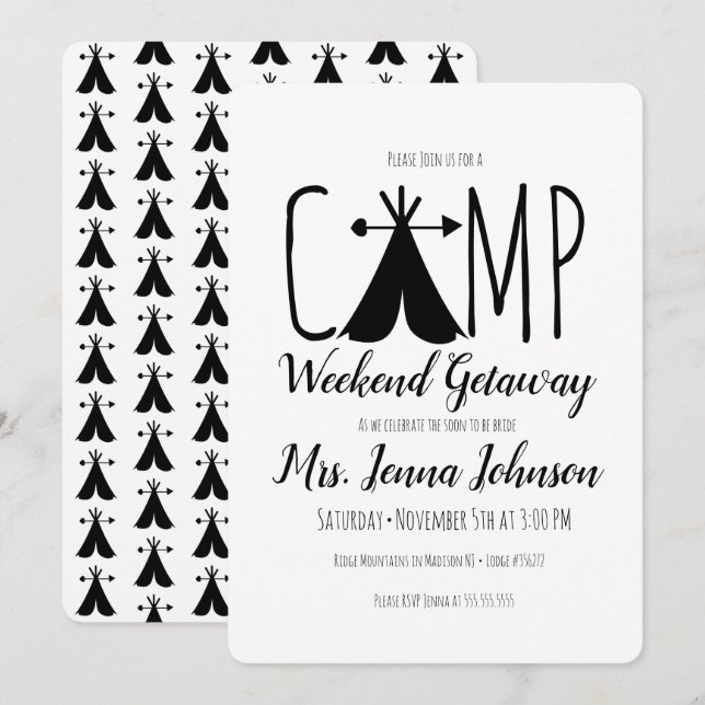 Bachelorette Party Camping Weekend Tent Invitation (Front/Back)