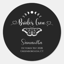 Bachelorette party celestial gothic personalised classic round sticker