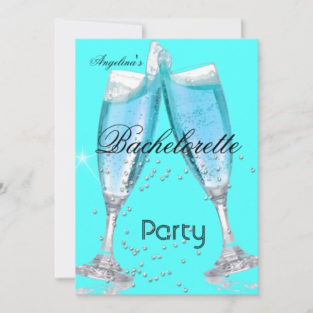 Bachelorette Party Champagne teal blue Invitation (Front)