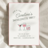 Bachelorette Party Cocktail Pink Illustration Cute