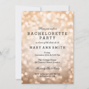 Bachelorette Party Copper Glitter Lights Invitation