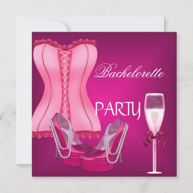 Bachelorette Party Corset Pink Shoes Hi Heels Invitation (Front)