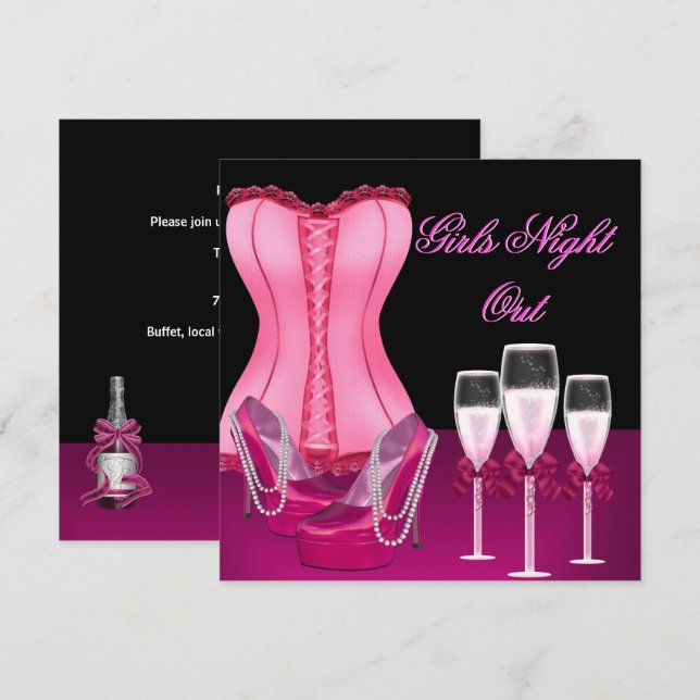 Bachelorette Party Corset Pink Shoes Hi Heels Invitation (Front/Back)