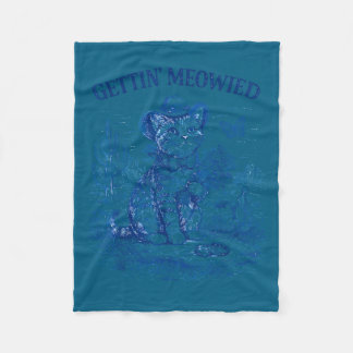 Bachelorette party cowboy cowgirl getting meowiedB Fleece Blanket