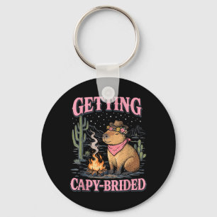 Bachelorette Party Cowgirl Getting Capy Brided Key Ring
