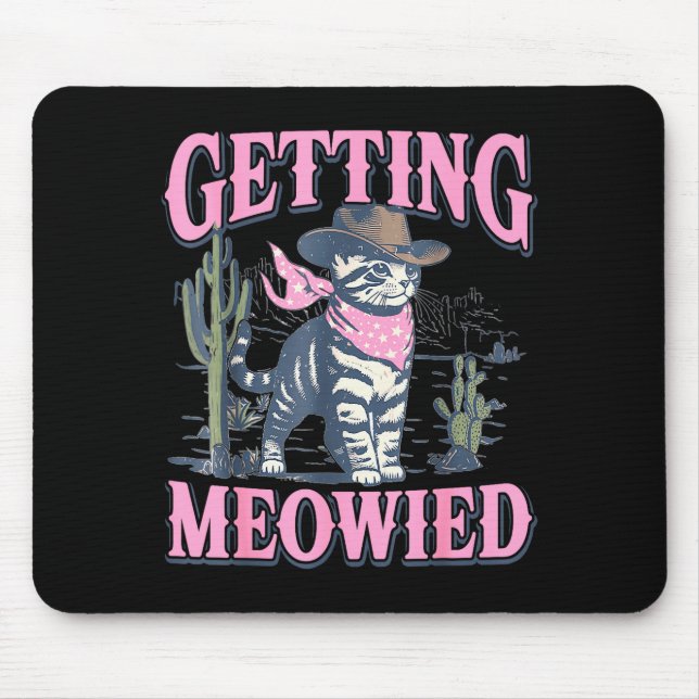 Bachelorette Party Cowgirl Getting Meowied Cat Bri Mouse Mat (Front)