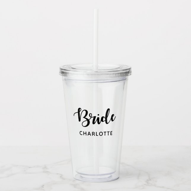 Bachelorette Party Custom Bride Name Acrylic Tumbler (Front)
