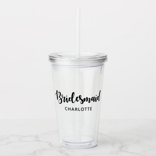 Bachelorette Party Custom Bridesmaid Name Acrylic Tumbler (Front)