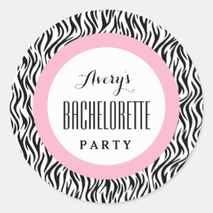 BACHELORETTE PARTY Custom Name V01 BLACK PINK Classic Round Sticker