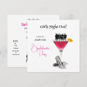 Bachelorette Party Dancing on Martini Glass  Invitation