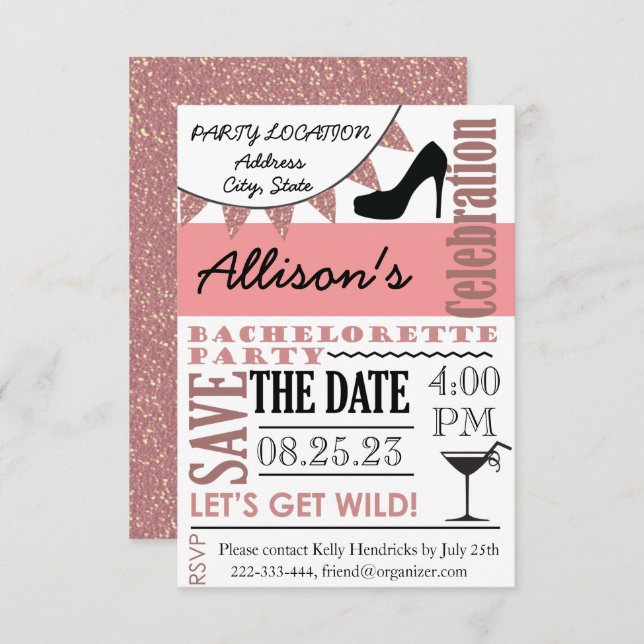 Bachelorette party design invitation (Front/Back)